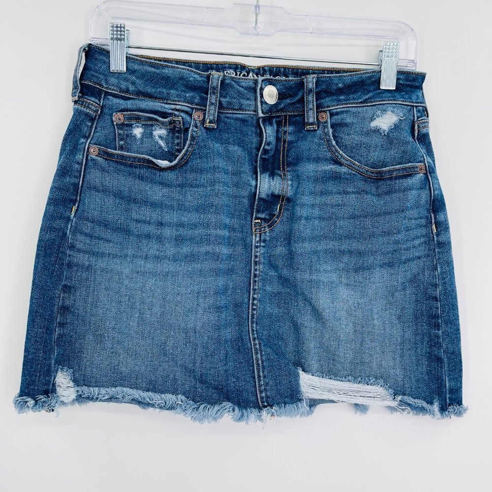 American Eagle distressed mini skirt super stretch X‎ women's size 8